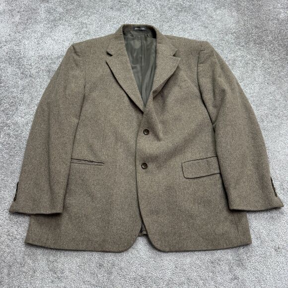 Oscar De La Renta Suit Wool Cashmere Blazer Jacket Mens 46R Brown Classic Fit - Picture 1 of 14
